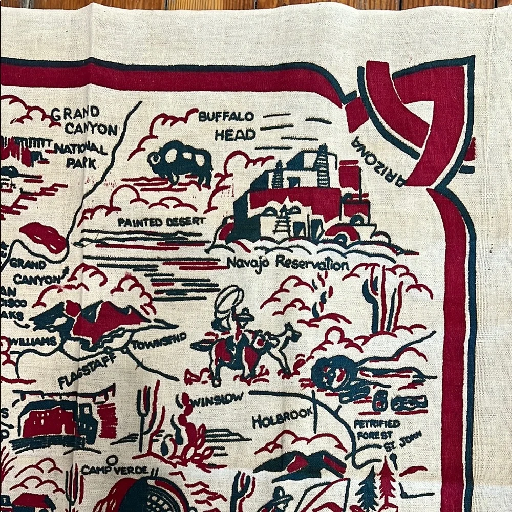 Arizona Vintage Red and Black Table Cloth beautiful for dining or wall hanging.
